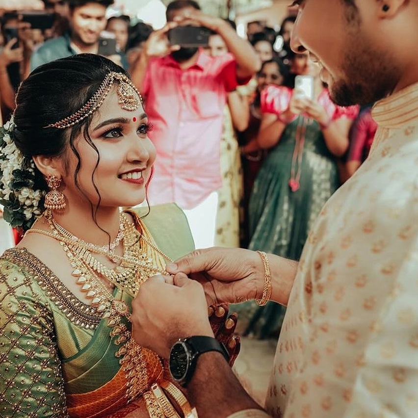 Wedding couple just married